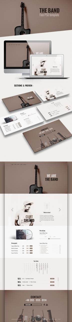 Music Band Website Template Free PSD