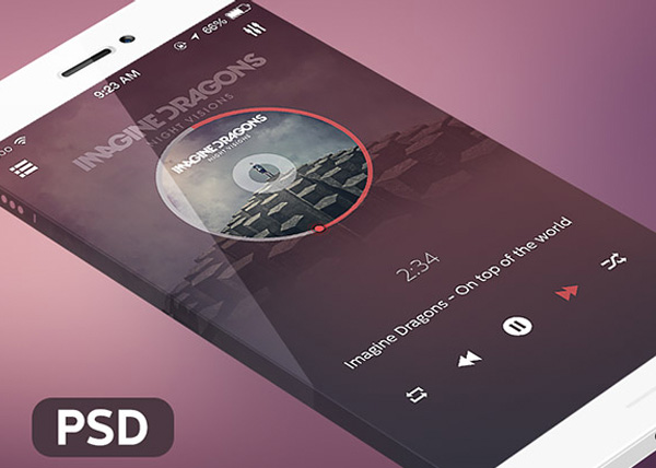 IOS 7 Music Player App PSD