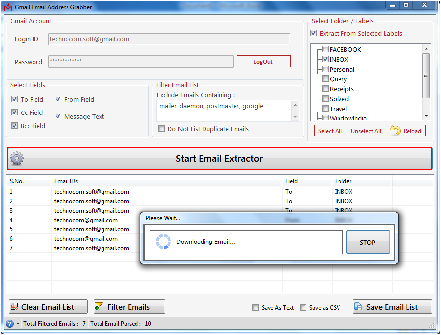 Gmail Email Address Grabber 2.5.0.22