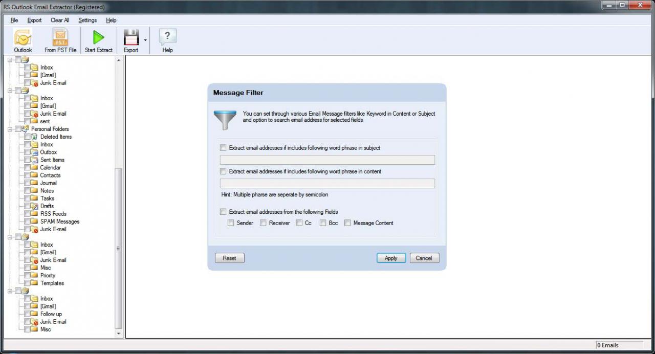 RS Outlook Email Extractor 3.1