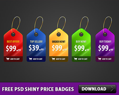 5 Free PSD Shiny Price Badges L