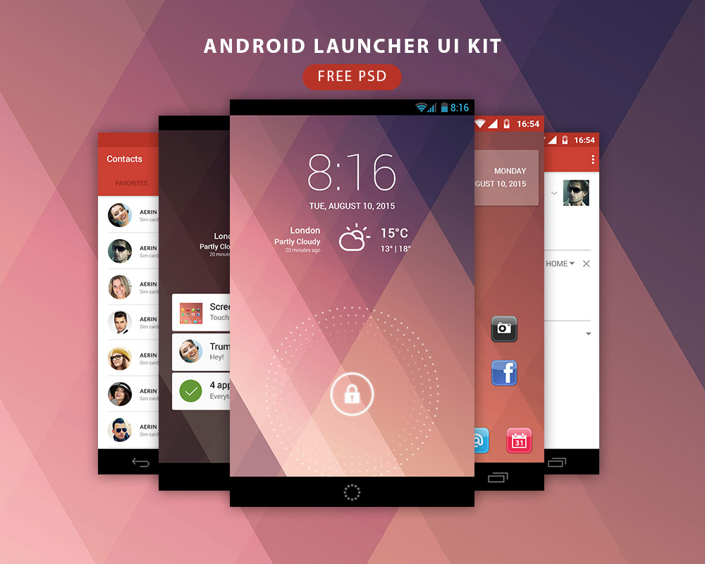 Android Launcher UI Kit Free PSD