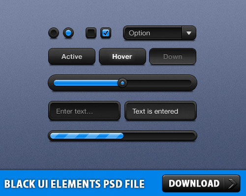 Black UI Elements PSD File L