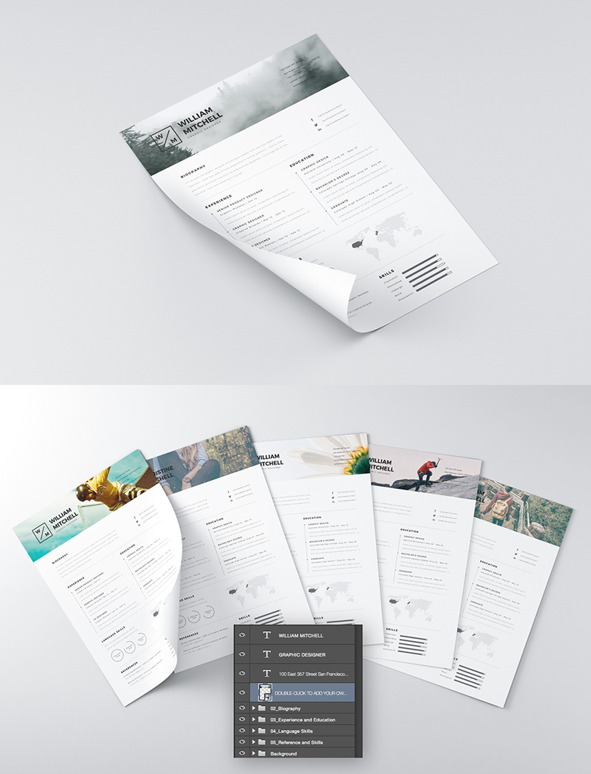 Clean Professional Resume Free PSD Template