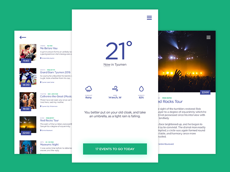 Clean Weather And Event App Free PSD
