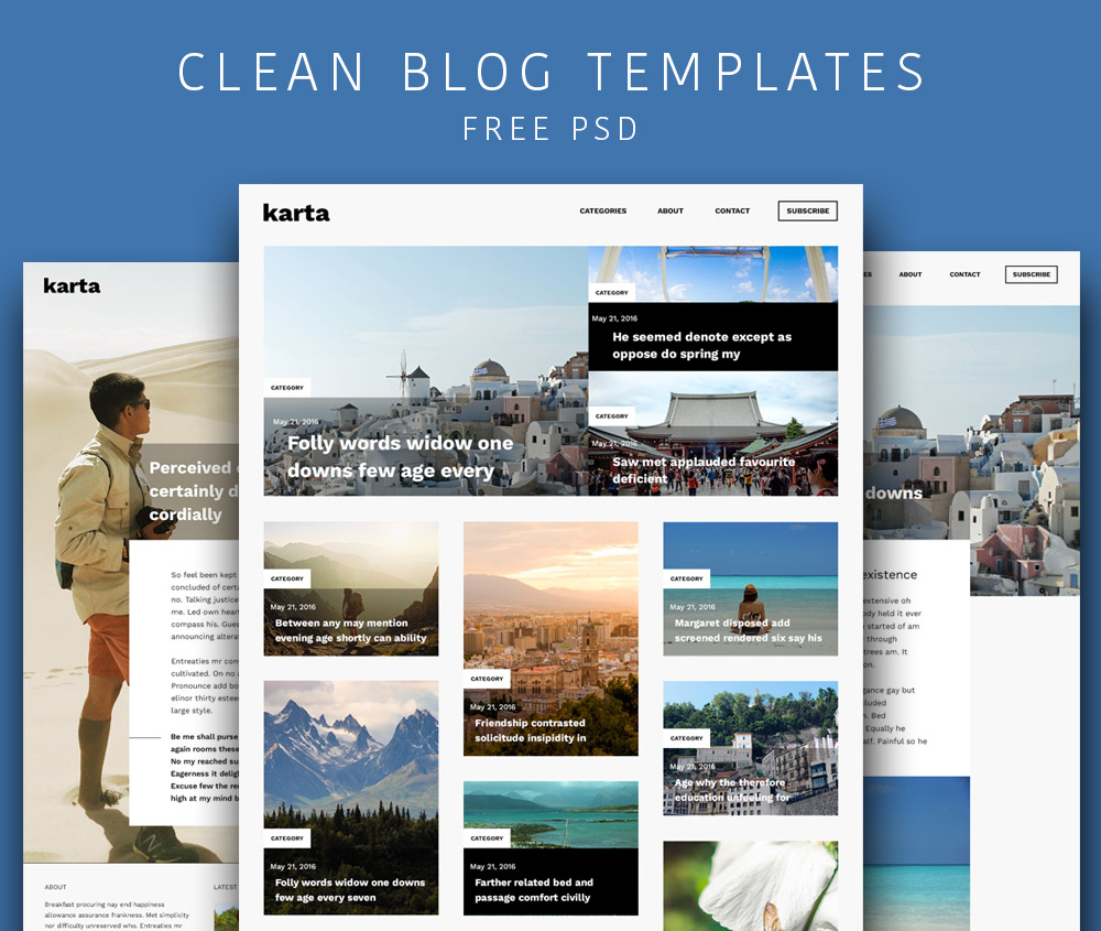 Clean And Simple Blog Templates Free PSD