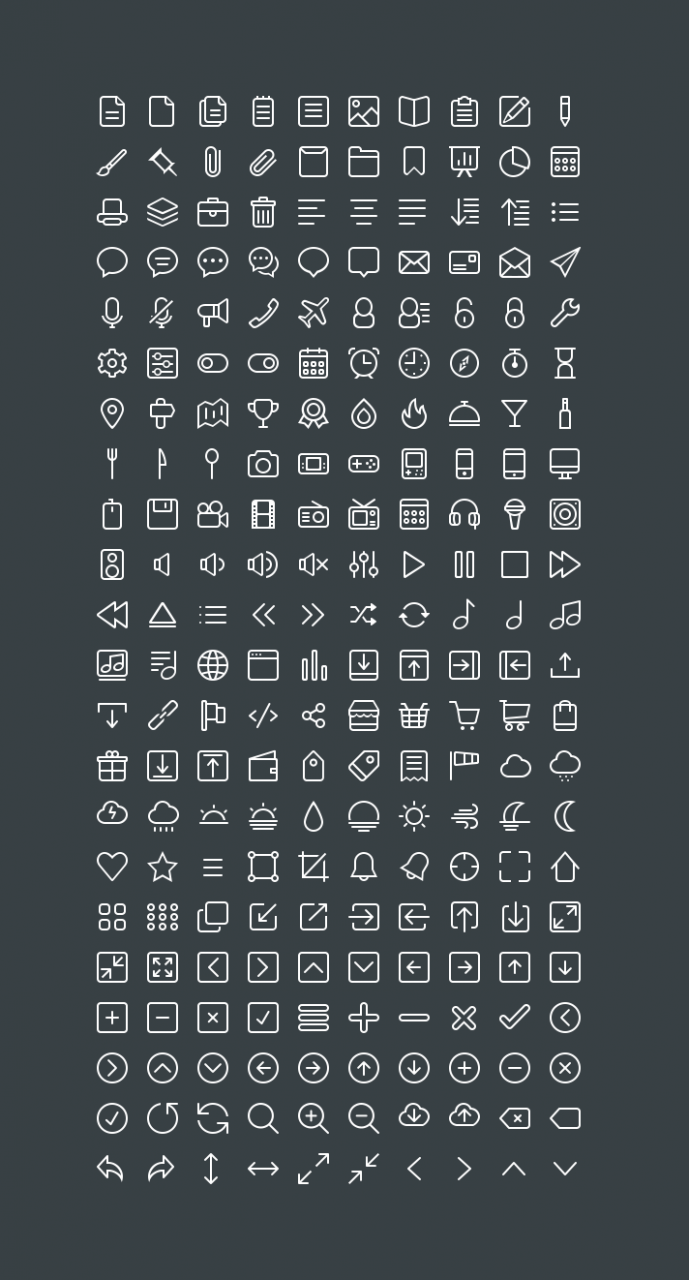 Collection Of Solid And Line Icons PSD