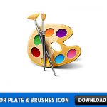 Color Plate and Brushes Icon PSD