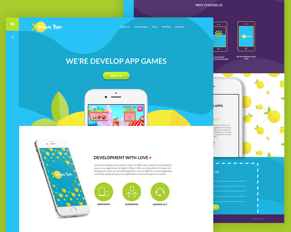 Colorful App Website Template Free PSD
