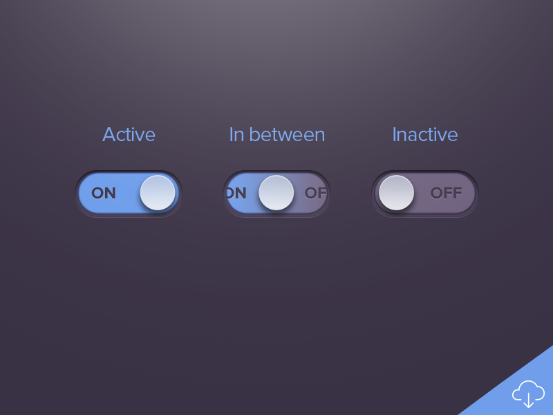 Dark Active Inactive UI Button Freebie PSD