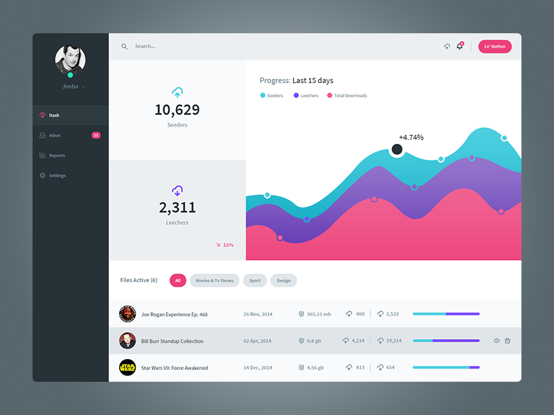 File Management Dashboard UI Template Free PSD