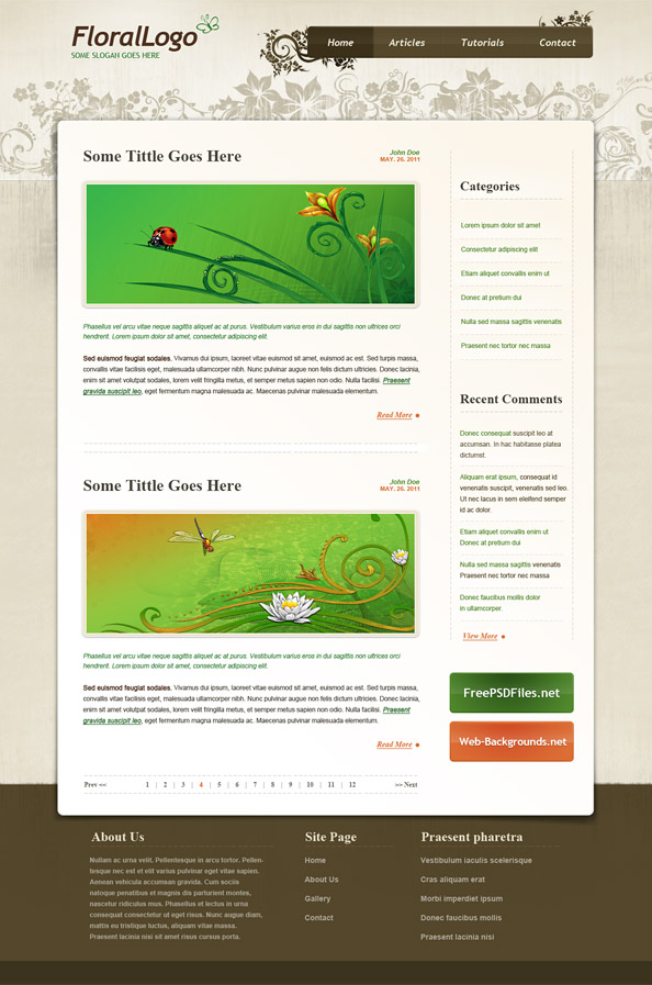Floral PSD Website Template