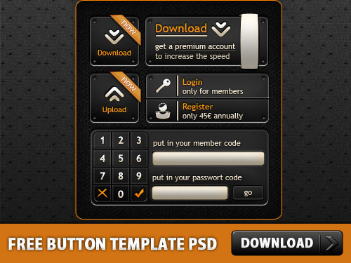 Free Button Template PSD L