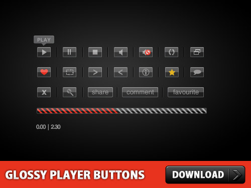 Glossy Video Playback Buttons L