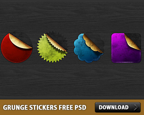 Grunge Stickers Free PSD L