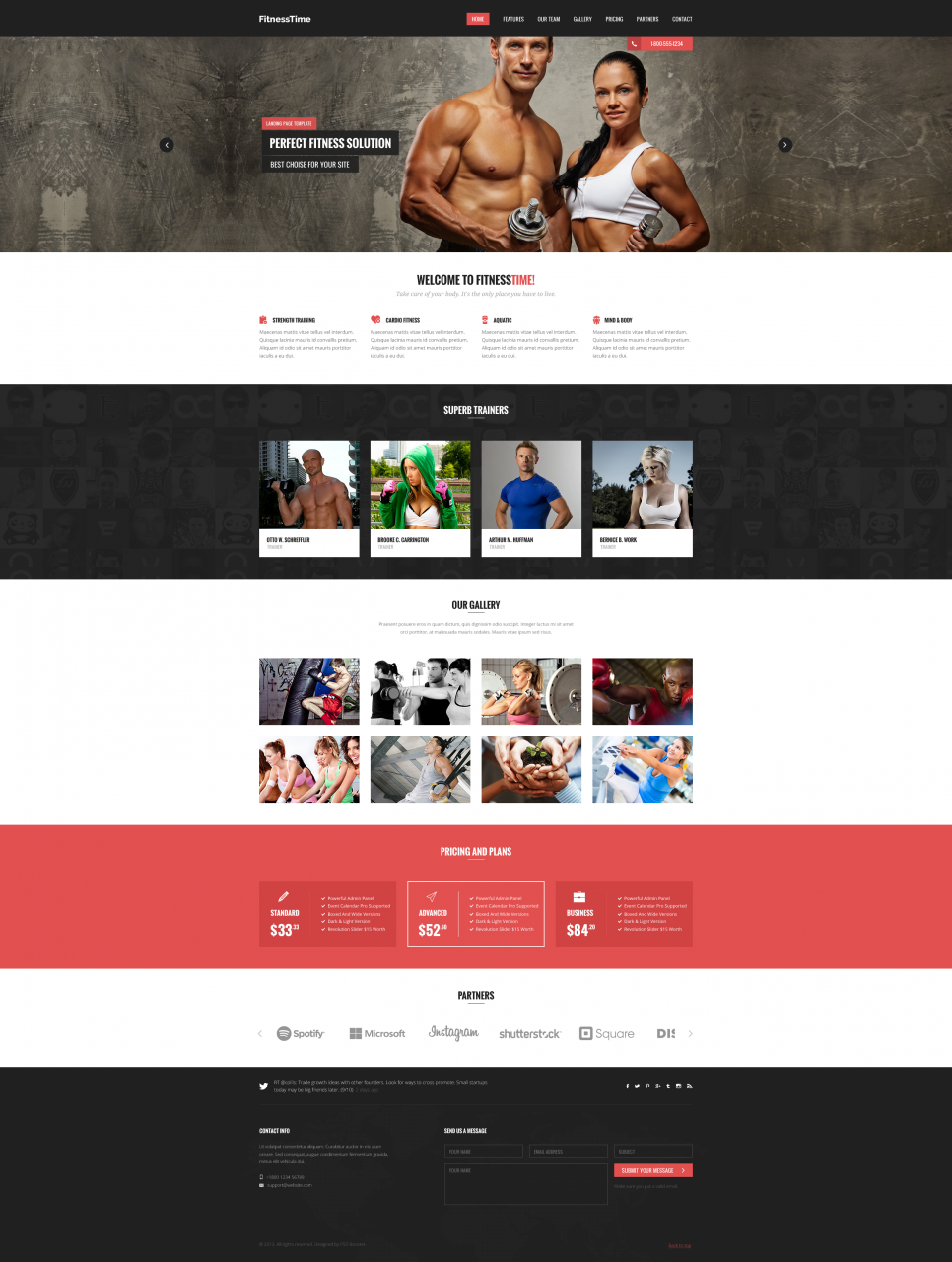 Health Fitness Landing Page PSD Template
