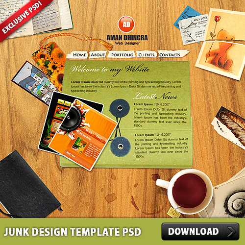 Junk Design Template PSD L