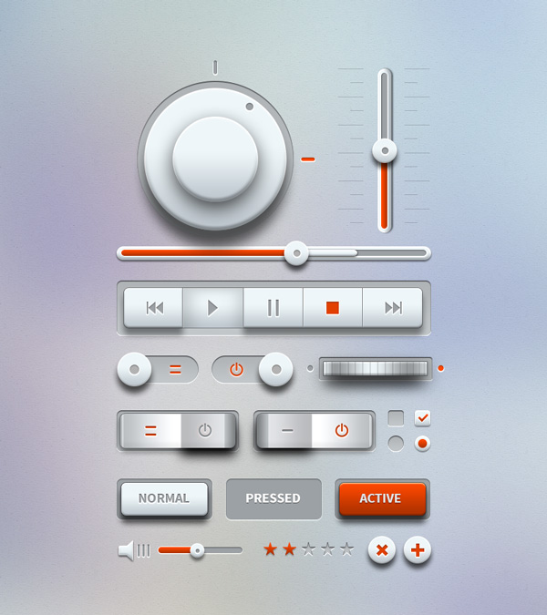 Light Music Player UI Design Kit PSD