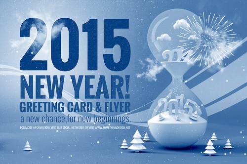 New Year 2015 Greeting Template PSD 500×332