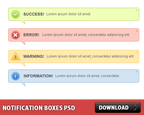 Notification Boxes PSD L