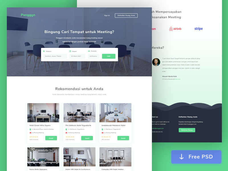 Office Meeting Room Booking Website Template PSD