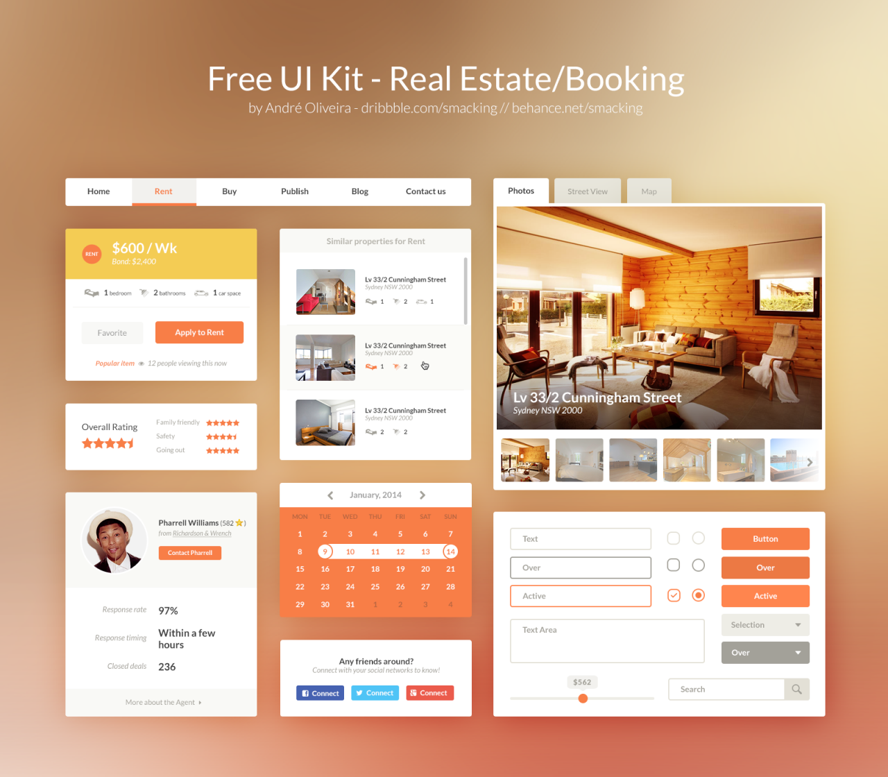 Real Estate Booking Free Web UI Kit PSD