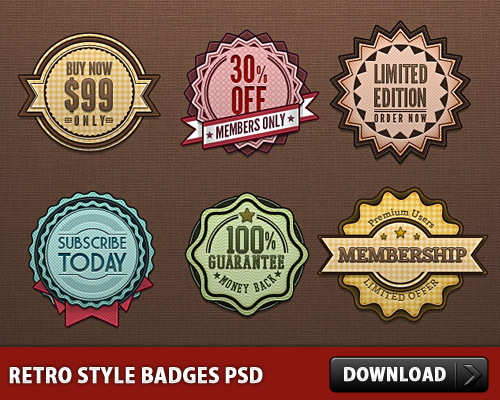 Retro Style Badges PSD L