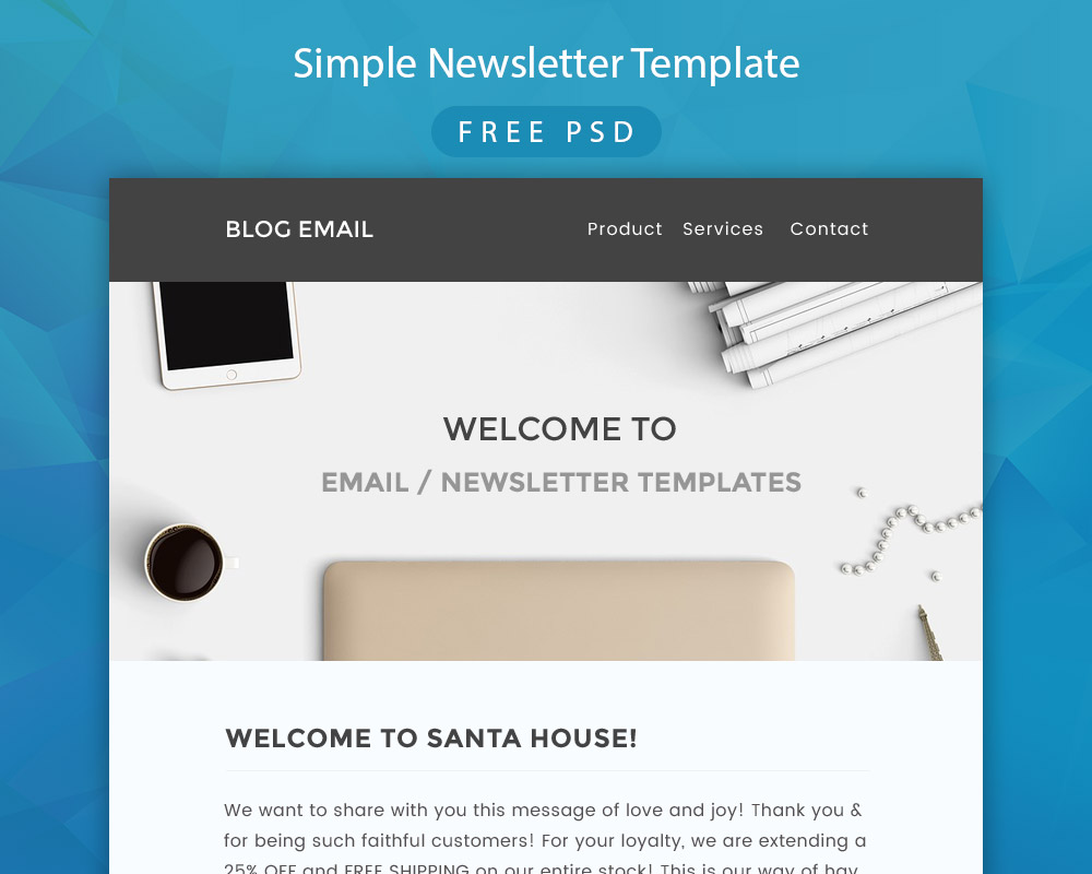 Simple Newsletter Template Free PSD