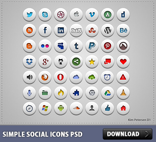 Simple Social Icons PSD L