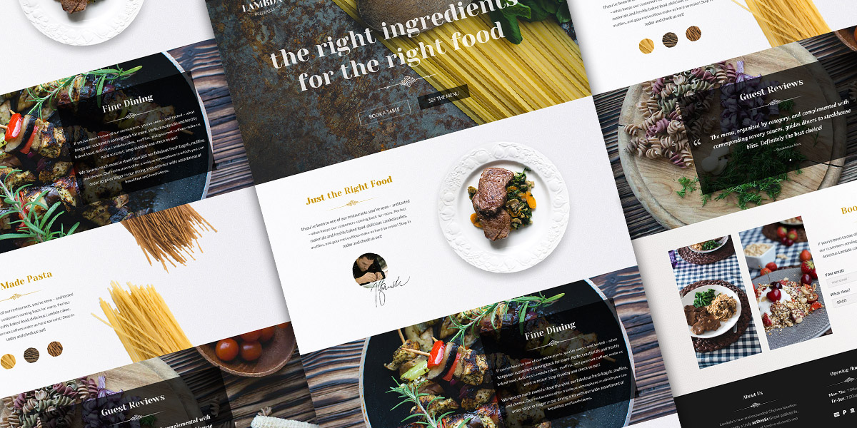 Single Page Restaurant Website Template PSD Featured