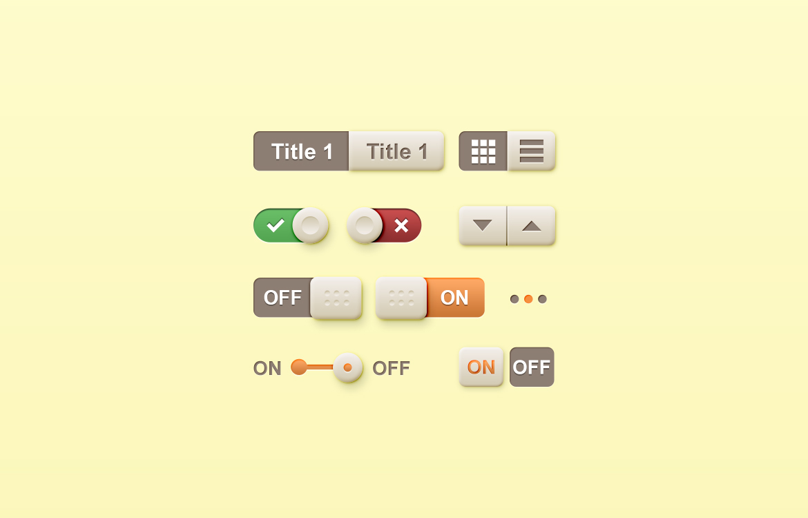 Toggle Buttons Set Free PSD