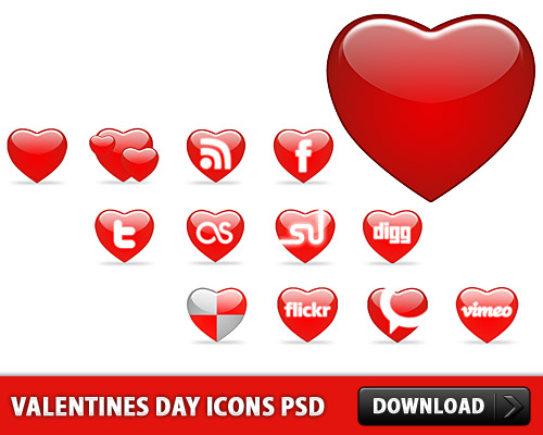 Valentines Day Icons PSD File L