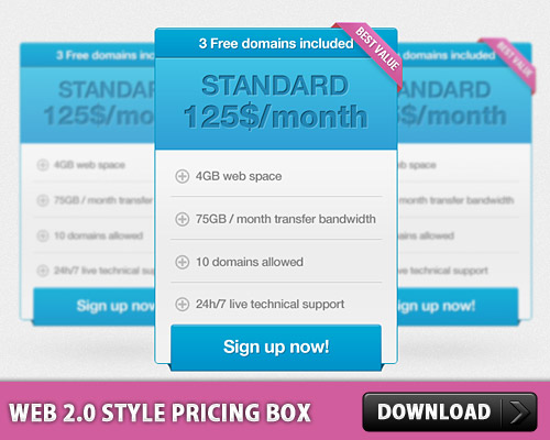 Web 2 Style Pricing Box T