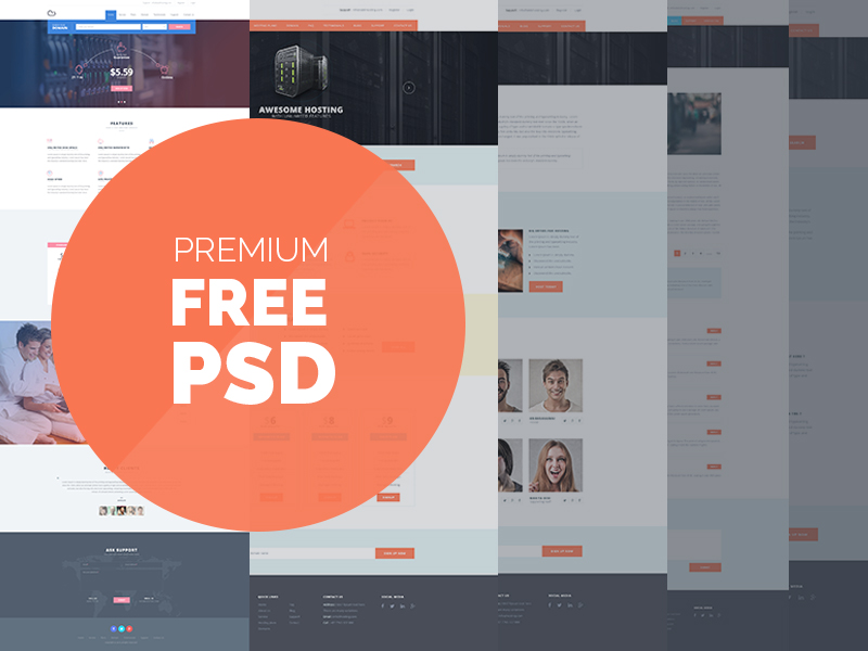 Web Hosting Clean Template Free PSD
