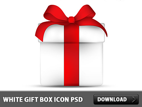 White Gift Box Icon PSD L