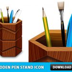 Free Wooden Pen Stand Icon PSD