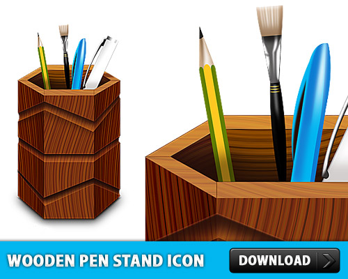 Wooden Pen Stand Icon PSD L