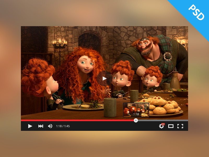 YouTube Video Player Skin Free PSD