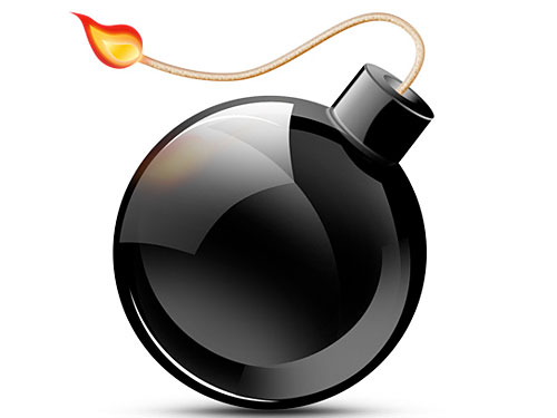 Black Burning Bomb Icon PSD L