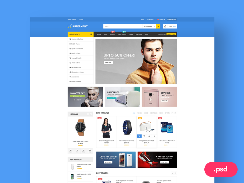 ECommerce Website Template Free PSD