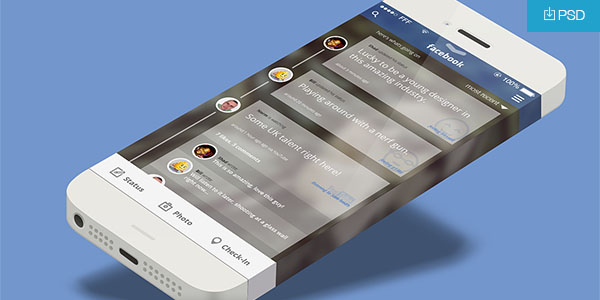 IOS7 Mobile Facebook App Concept PSD Freebie