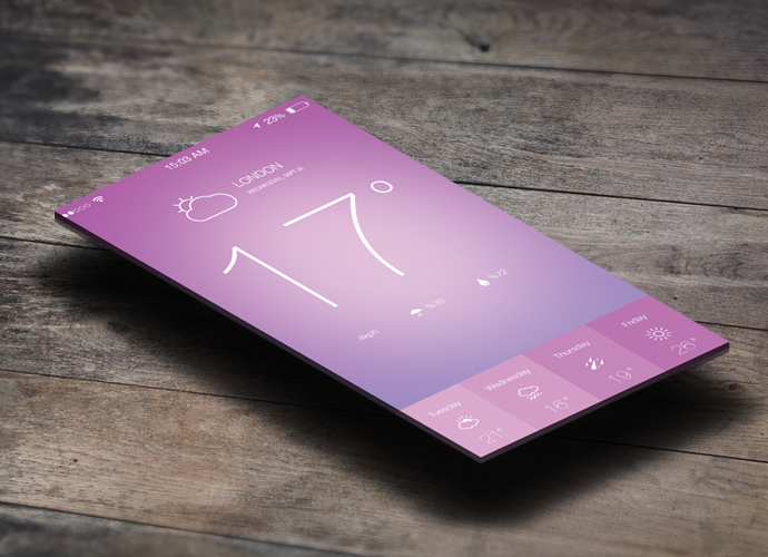 IOS7 Weather App Design PSD