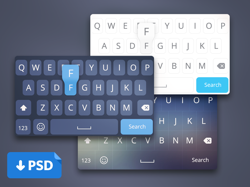 IOS8 Keyboard Layout UI PSD