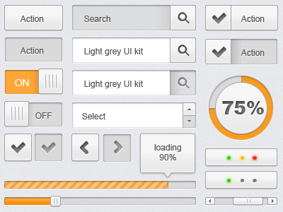 Light Grey UI Kit Free PSD